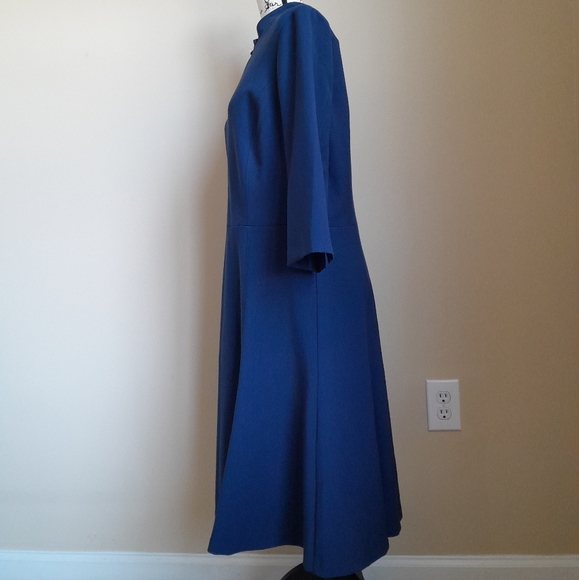 White House Black Market keyhole neckline fit and flare dress navy blue size 14 - Picture 4 of 12